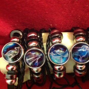 LEATHER ZODIAC BRACELET, GLOW IN THE DARK, UNISEX